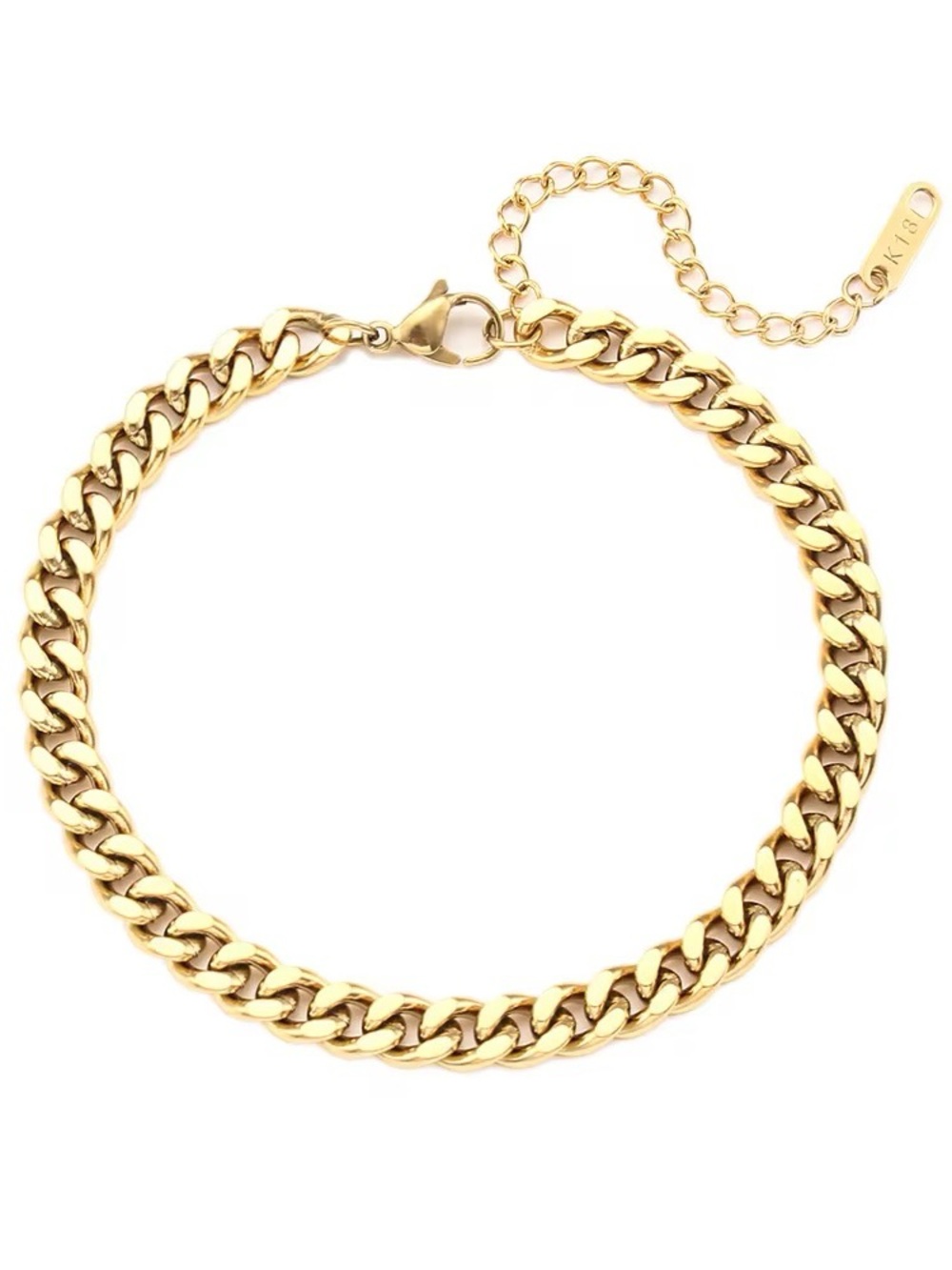 18k gold Gold curb Link chain 8mm - non tarnish